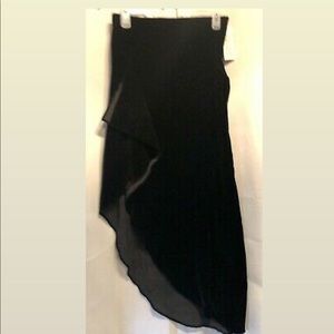 Chetta B Black Velvet Suede Asymmetrical Rayon-Silk Blend Side Slit Skirt NWT